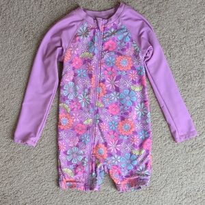 Jumping Beans Kids Swim Rashguard - Purple Floral